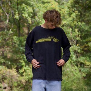 Carhartt Men's Black and Yellow T-shirt Long Sleeve |S1‎